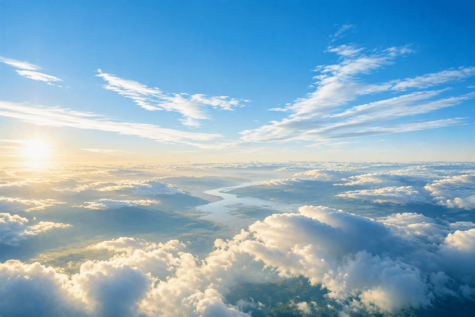 A Five Stars aircraft cruising above the clouds